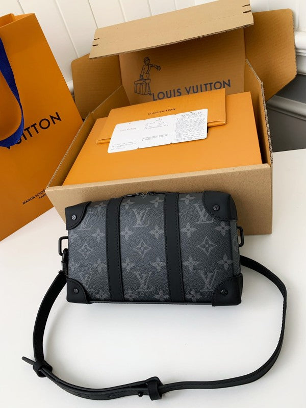L X V's new Sac Plat Horizontal Zippé men's black flower briefcase M45165 Size:  22.5*14*5cm