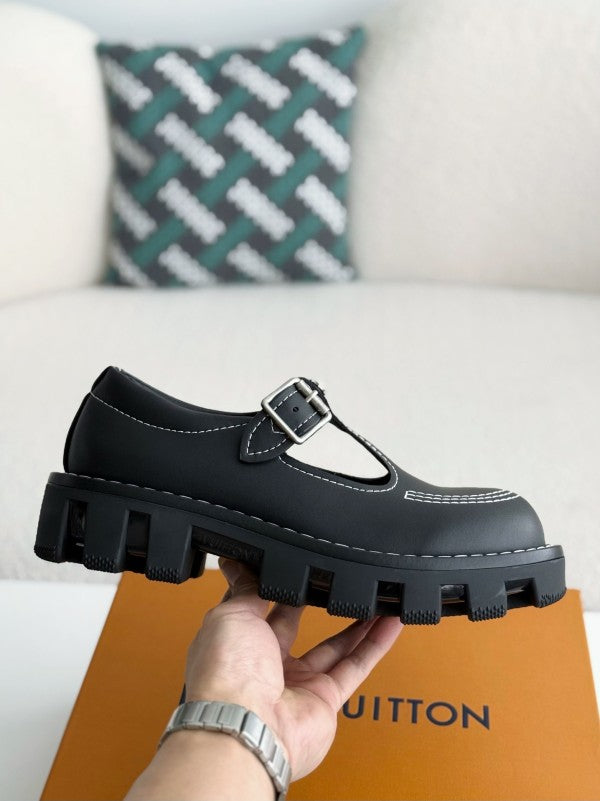 L X V Cow leather/Round head buckle Casual Shoes