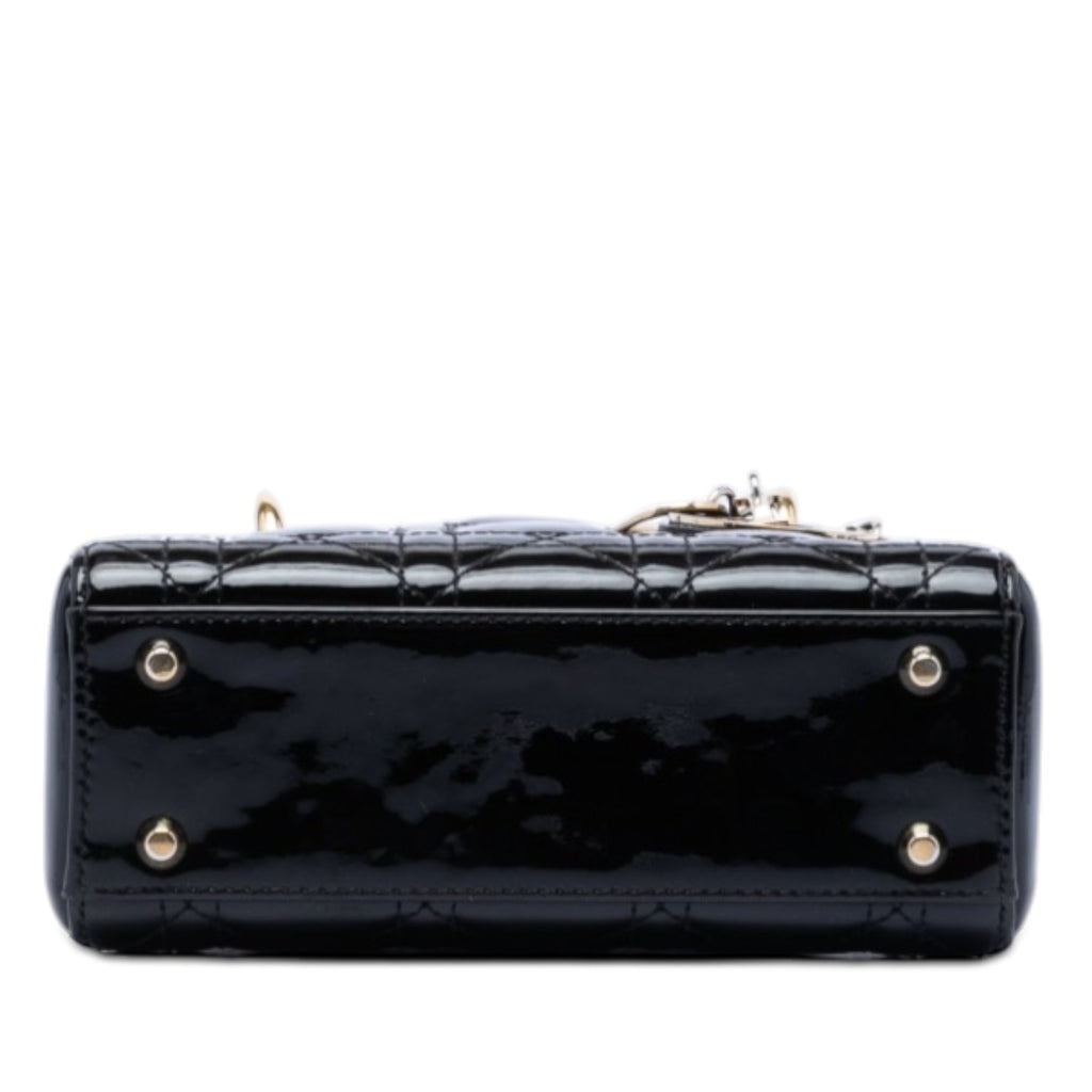 Lady Dior Chain Bag Cannage Quilt Patent Mini