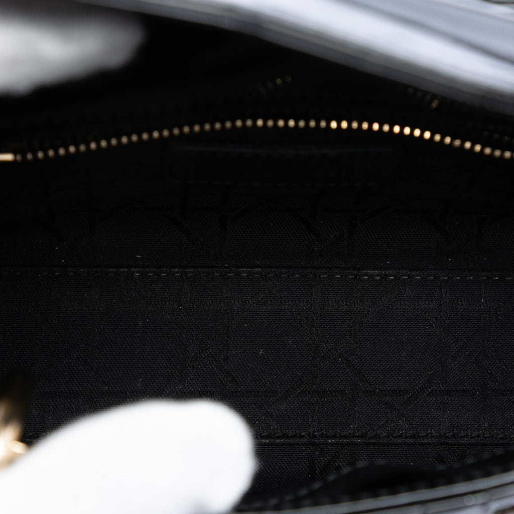 Lady Dior Chain Bag Cannage Quilt Patent Mini