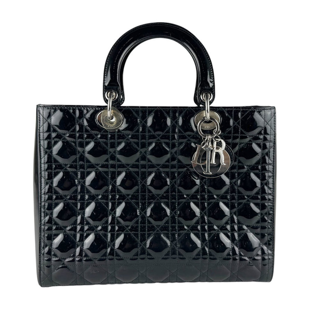 Lady Dior Bag Cannage Quilt Patent Large