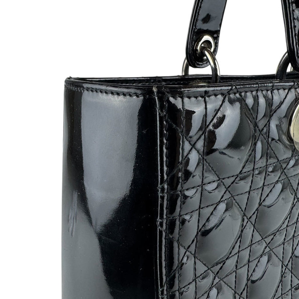 Lady Dior Bag Cannage Quilt Patent Large