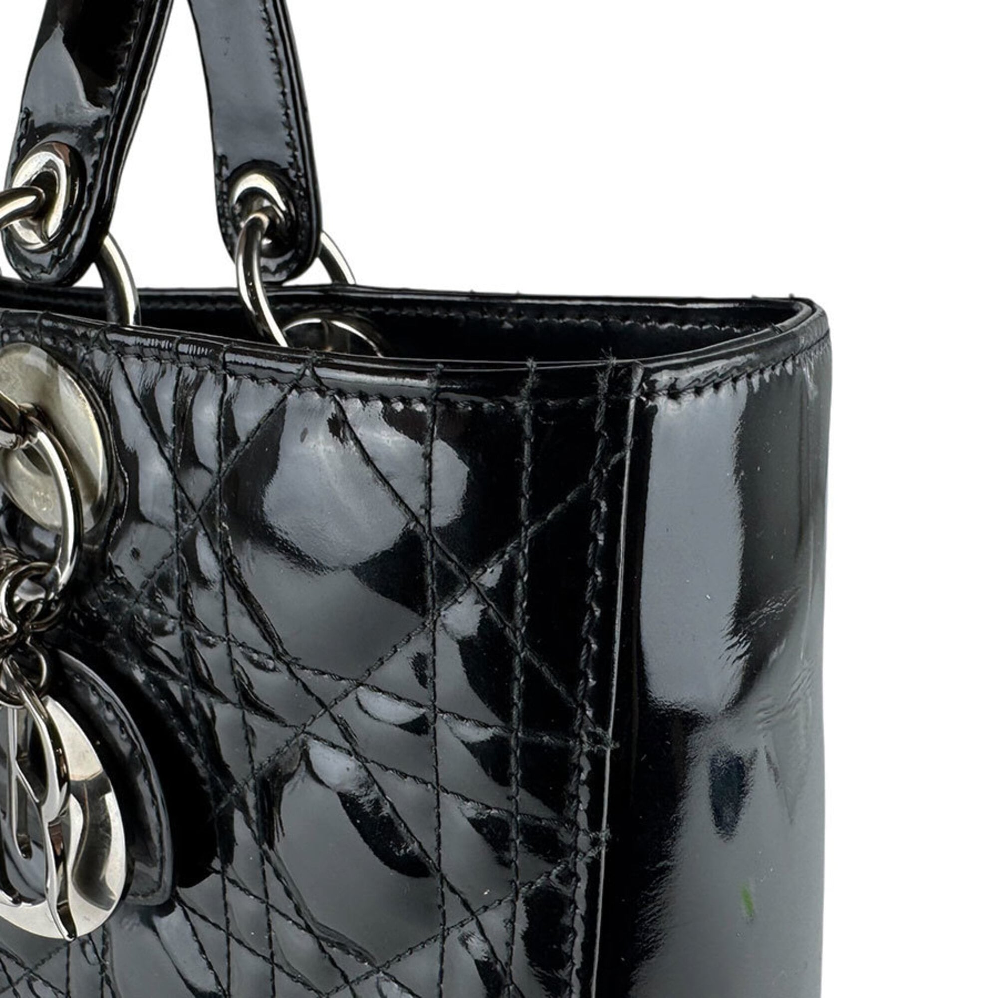 Lady Dior Bag Cannage Quilt Patent Large