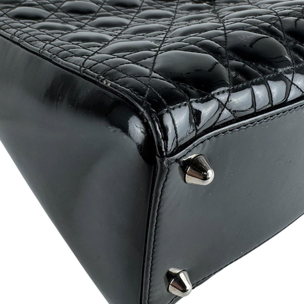 Lady Dior Bag Cannage Quilt Patent Large