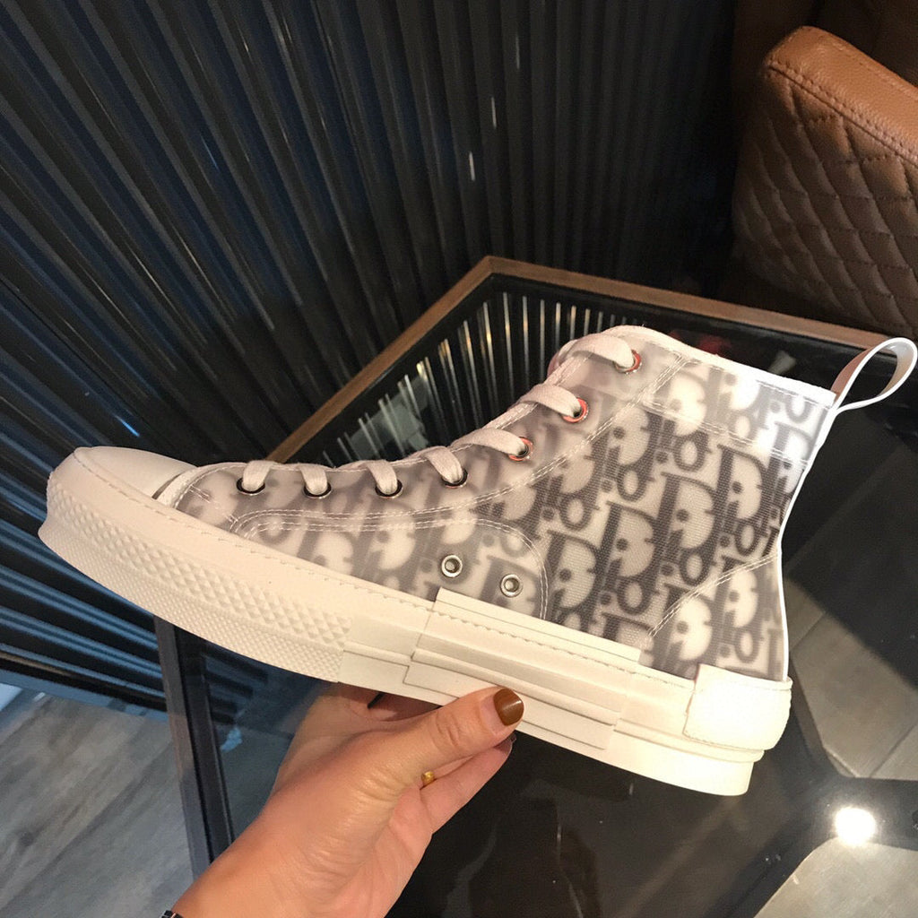 CD High Sneaker White Black Oblique Canvas
