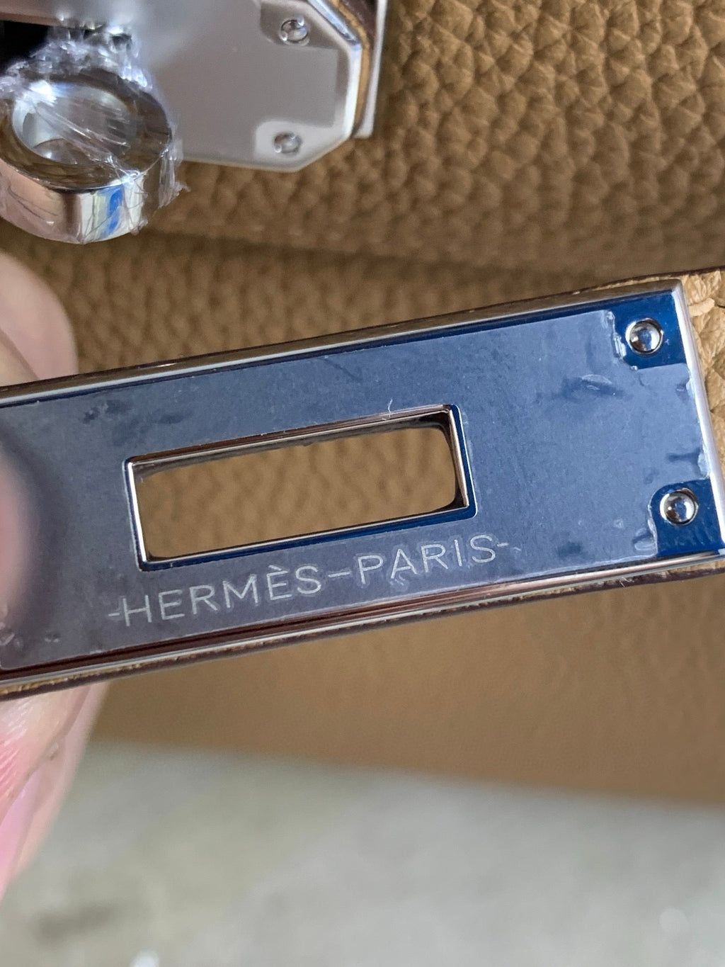 HM KELLY BEIGE TOGO SILVER HARDWARE