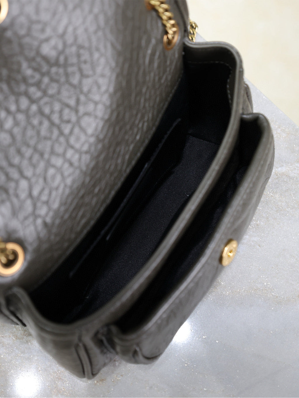 YSL Niki Bag 18cm Black Gold Sheepskin
