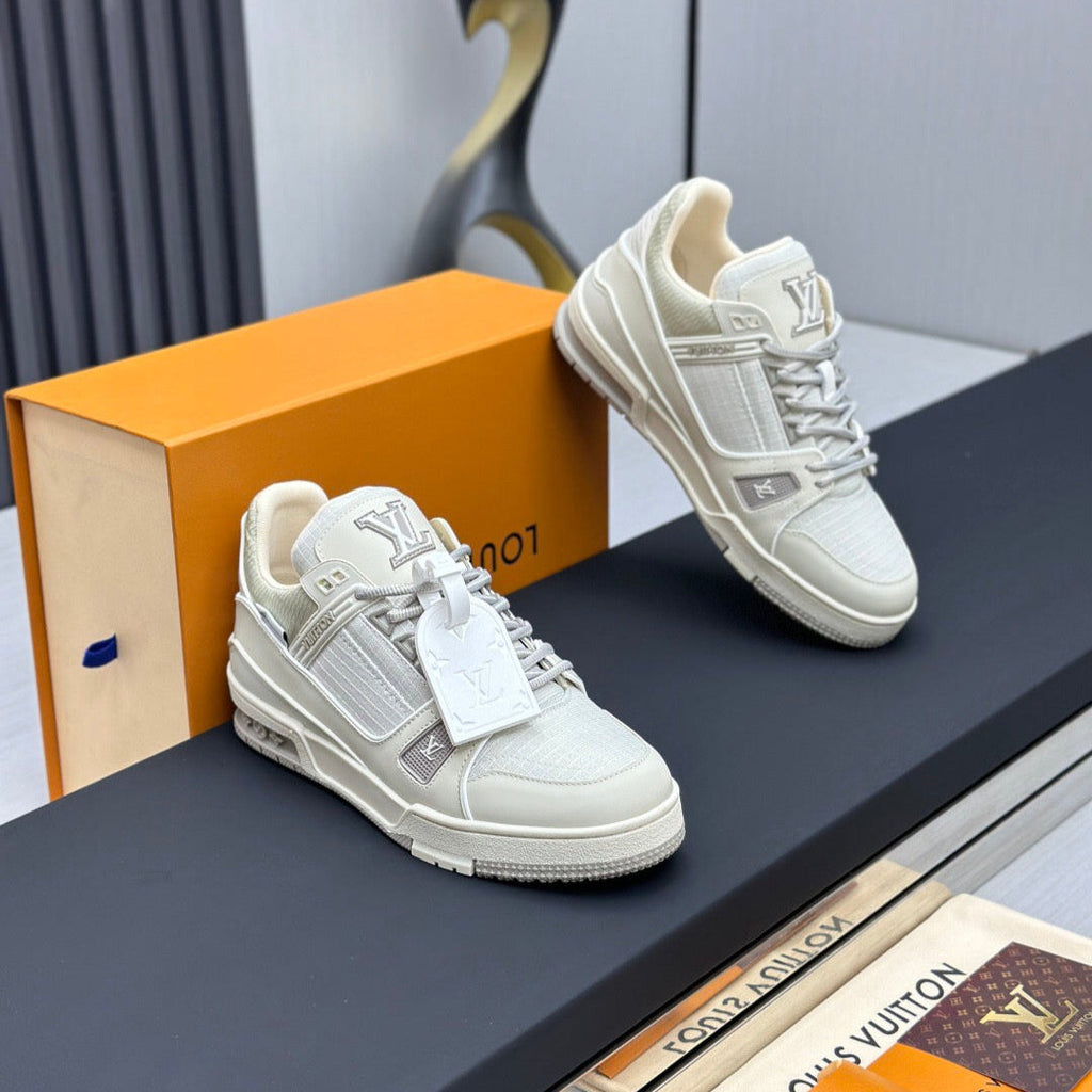 LV TRAINER SNEAKER IN GREY CALFSKIN