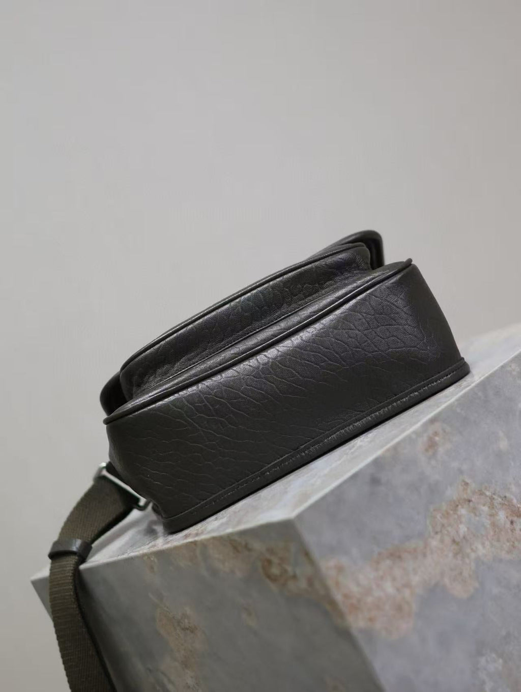 Saint Laurent Niki Logo Plaque Messenger Bag Dark Green Calfskin