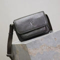 Saint Laurent Niki Logo Plaque Messenger Bag Dark Green Calfskin