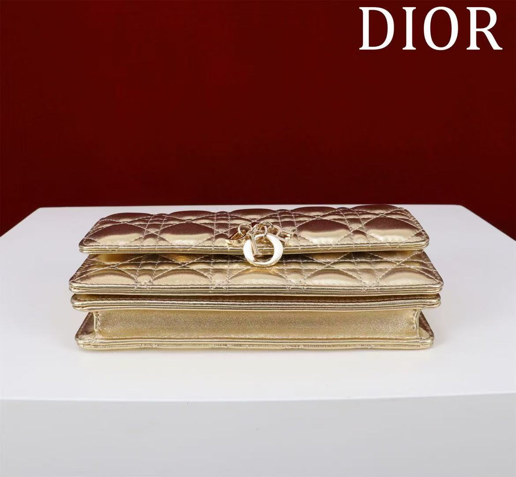 CD 25 Bag Gold Metalic Lambskin