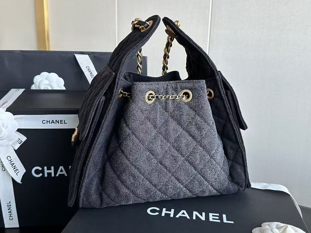 CC 25C Hobo Bag 30cm Black Denim