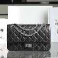 CC 2026 Classic 2.55 Flap Bag Black Aged Lambskin Silver Hardware