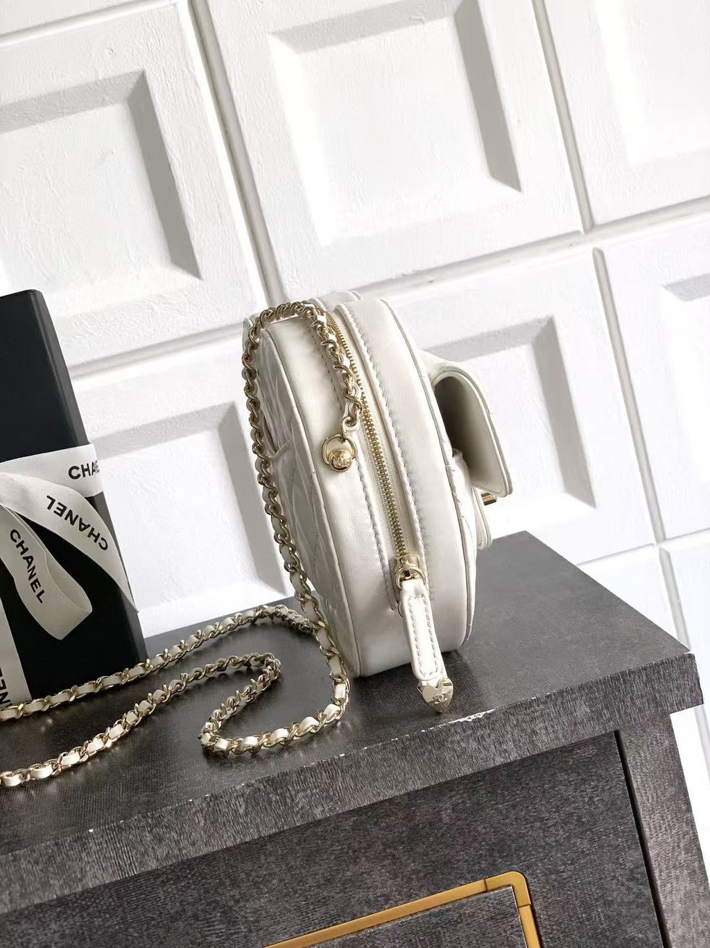 Chanel 2026 Quilted CC In Love Heart Bag White Lambskin