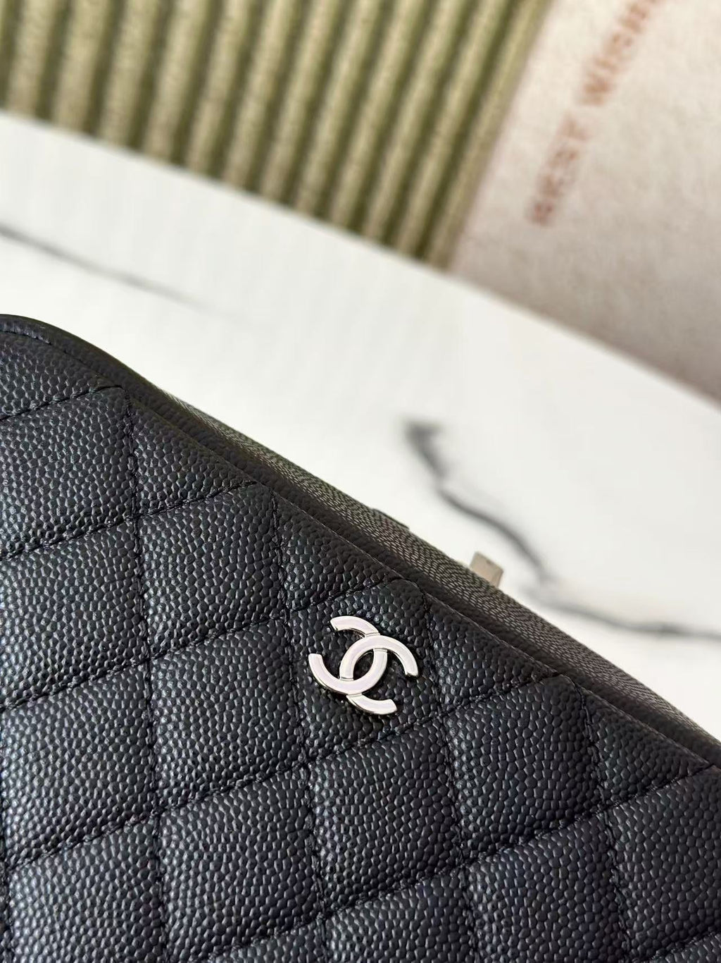 Chanel 2026 Quilted Medium Curvy Pouch Black Caviar Leather