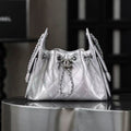 CC 25 Hobo Bag Mini 22cm Silver Metallic Grained Calfskin