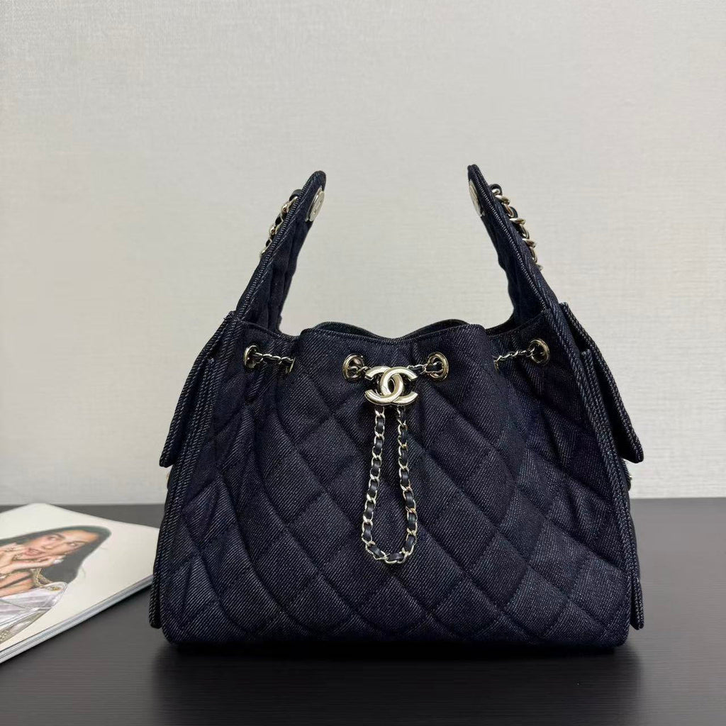 Chanel 2026 Hobo Bags 30cm Dark Blue Denim