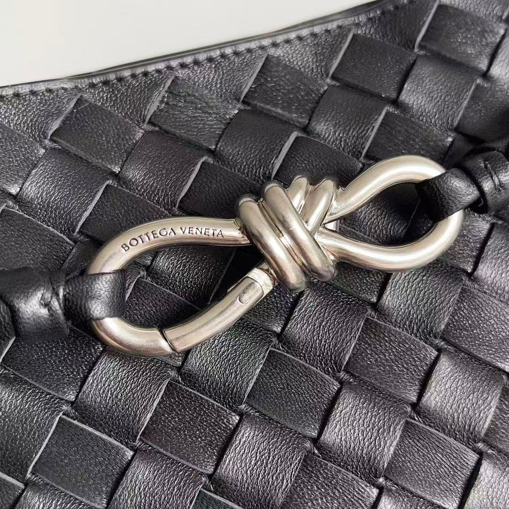Bottega Medium Andiamo 32 Black Lambskin Silver Hardware