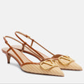 VT 26s Slingback VLogo Leather-Trimmed Raffia