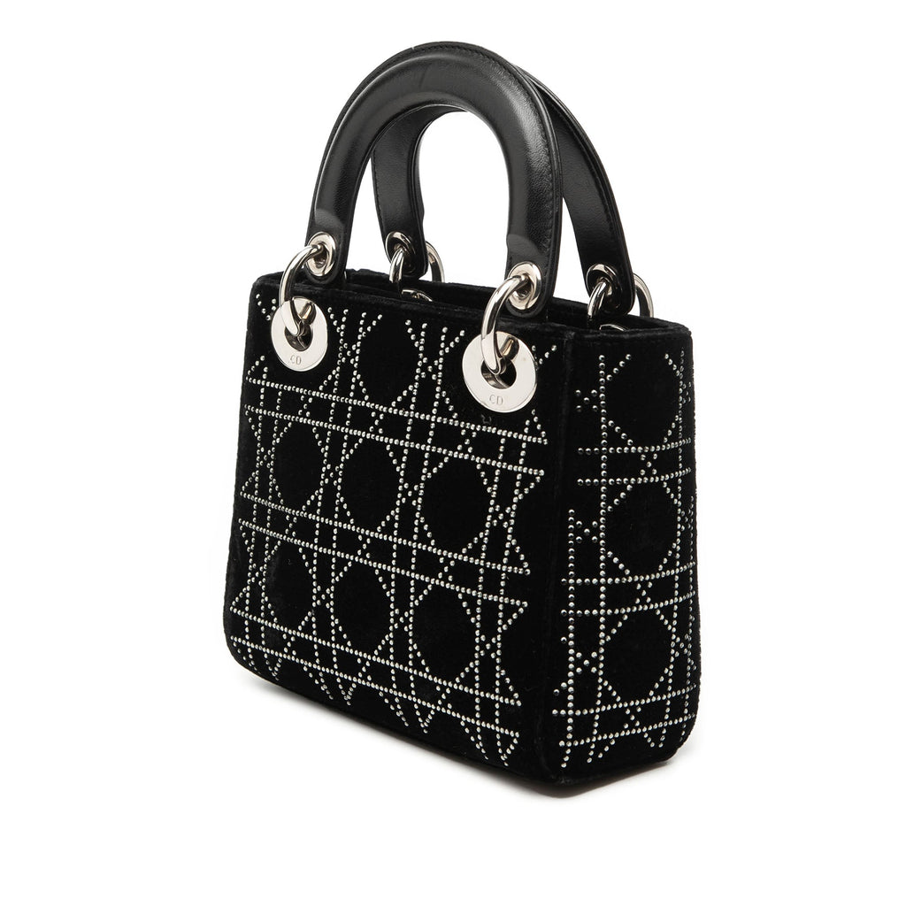 Lady Dior Bag Crystal Embellished Cannage Quilt Satin Mini