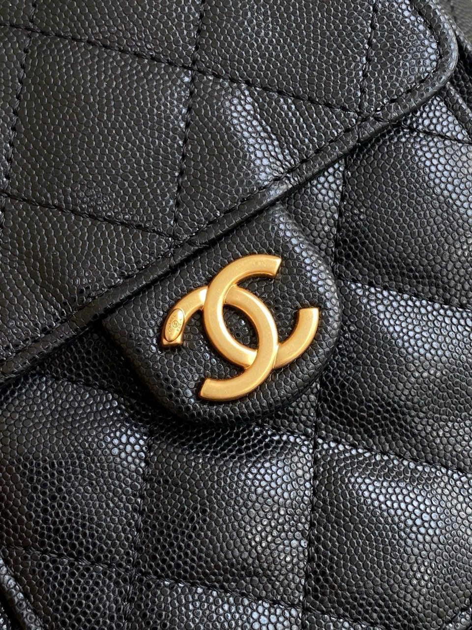 CC 25C Hobo Bag 30cm Black Grained Calfskin