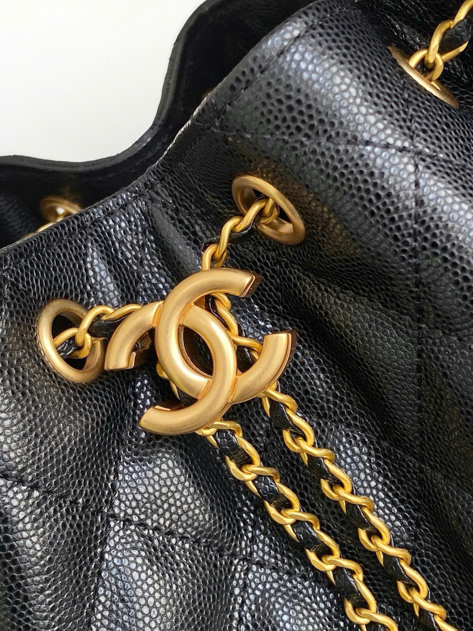 CC 25C Hobo Bag 30cm Black Grained Calfskin