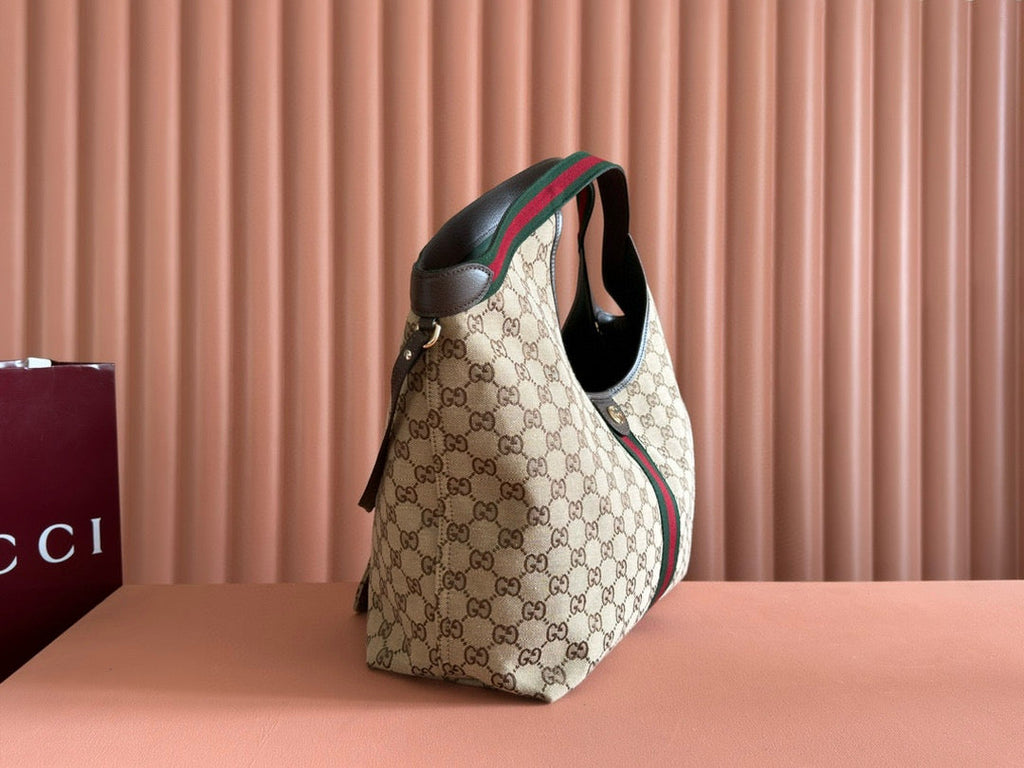 Gucci Giglio Large Tote Bag Beige and dark brown canvas