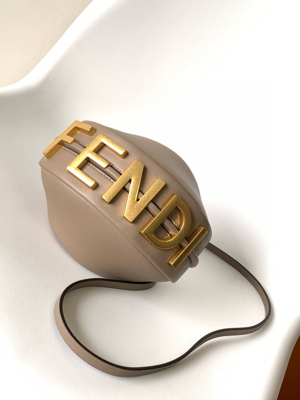FENDIGRAPHY MINI 20 BAG GREY LEATHER GOLD HARDWARE