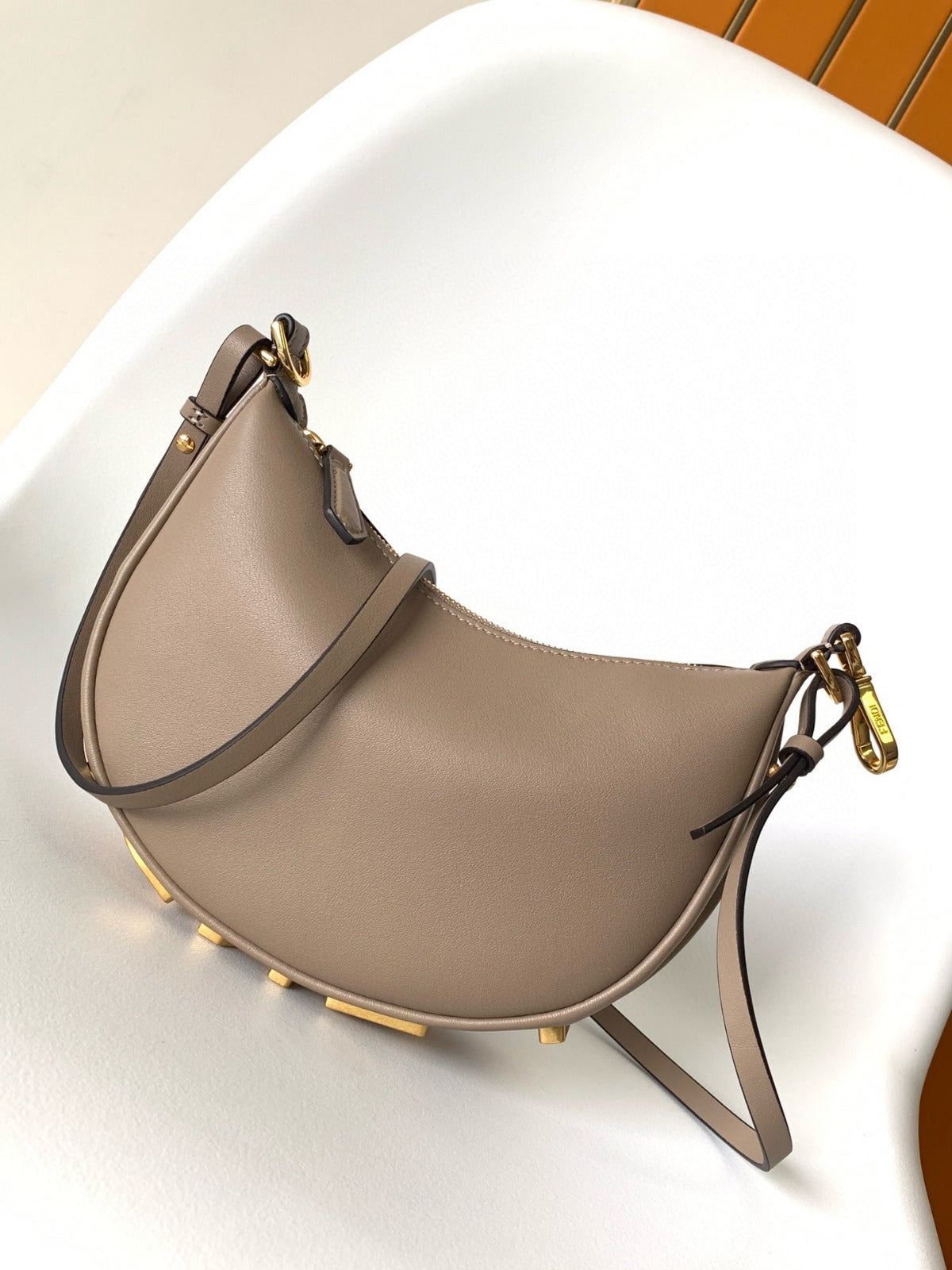 FENDIGRAPHY MINI 20 BAG GREY LEATHER GOLD HARDWARE