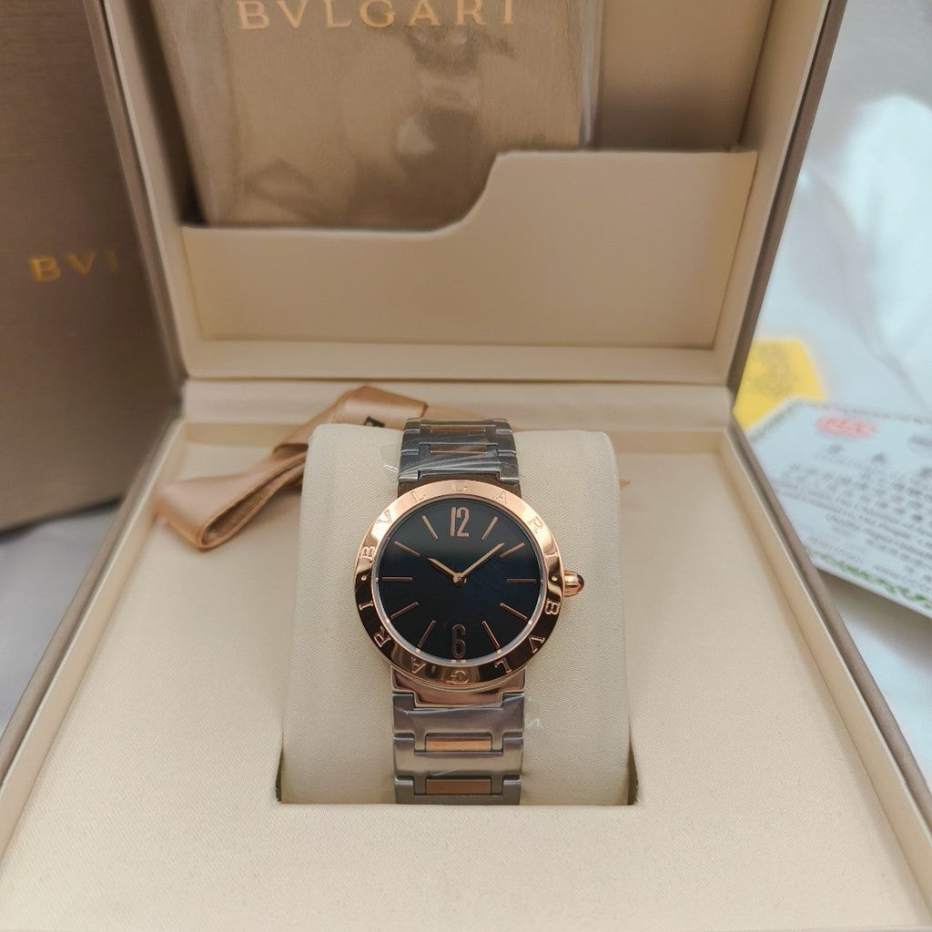 BVLGARI 33mm Sliver Case Pink Gold Steel