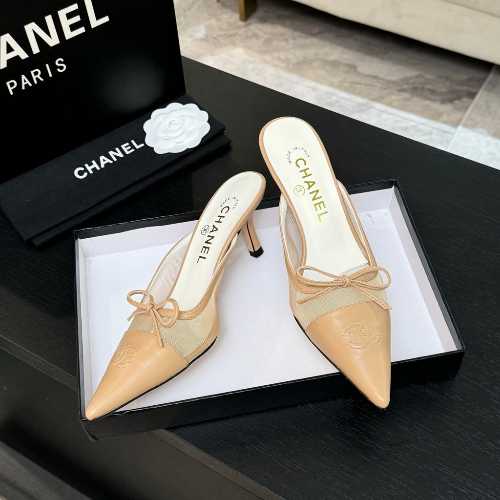 CC 2026 High Heel Mule 65 Mesh Satin Leather