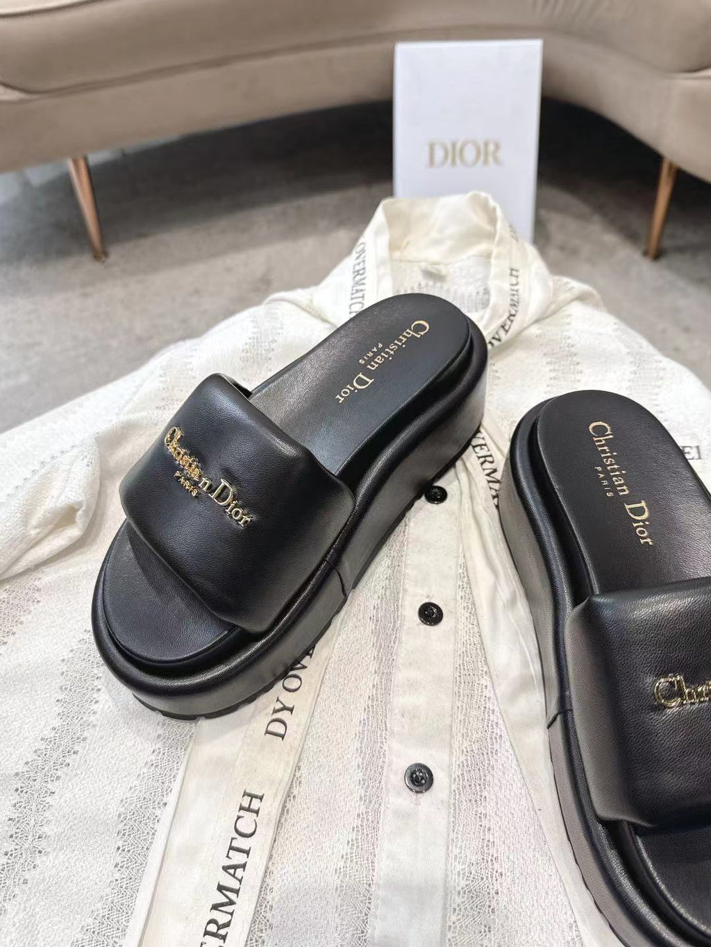 Dior 2026 D-Lane Platform Slide Padded Lambskin 713666