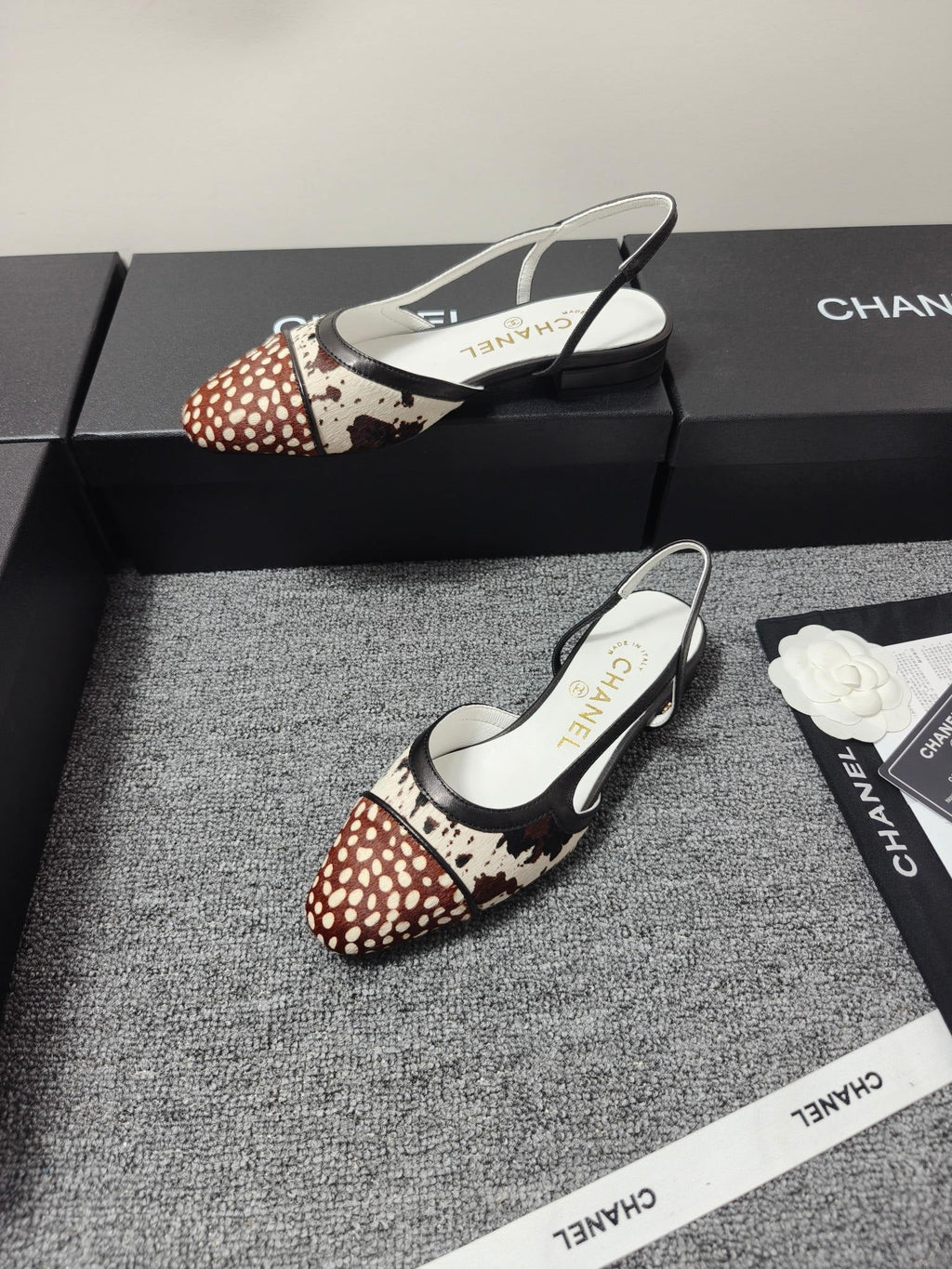 Chanel 2026 Slingback Black Cream Brown Horsehair Calfskin 696630
