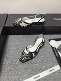 Chanel 2026 Slingback Black White Horsehair Calfskin 696631