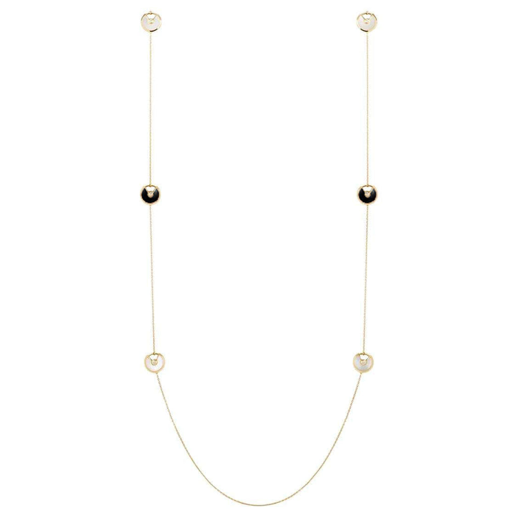 AMULETTE GOLD 5 MOTIF ONYX MOP NECKLACE