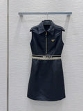 Prada 25 Vest Dress Black and Beige Polyester