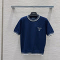 Prada 25 Logo Sweater Blue and Yellow Wool