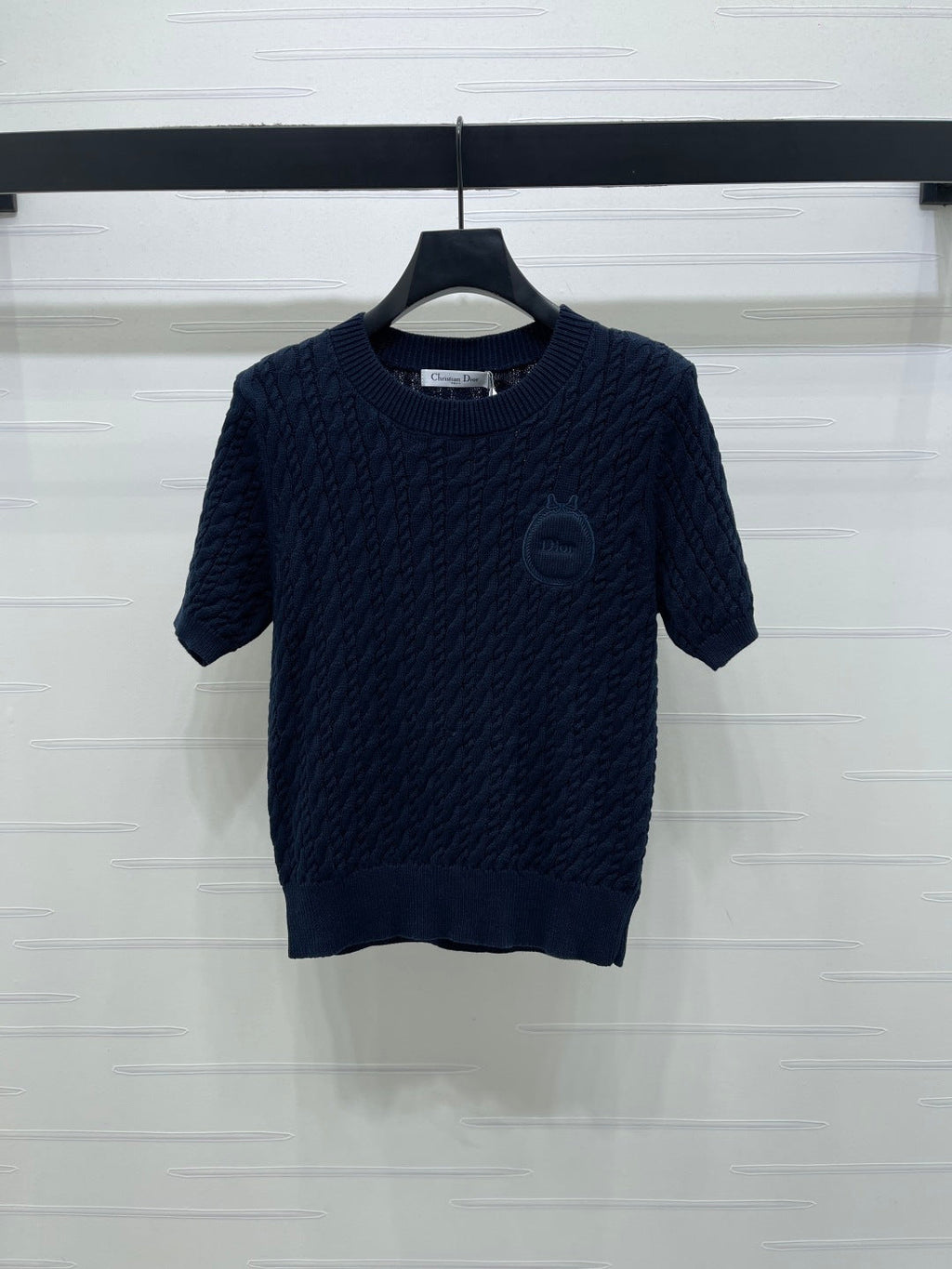 Dior 2026 Crew Neck Cable Knit Short-Sleeve T-Shirt Wool