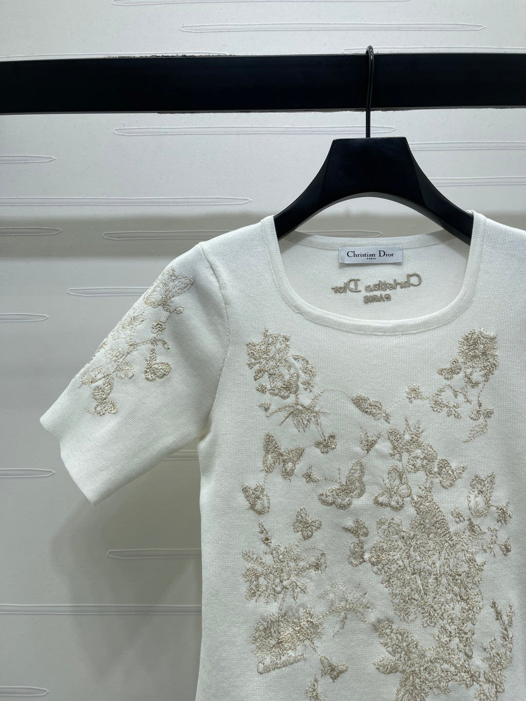 Dior 2026 Butterfly Square Neck Knit Short-sleeved Top Wool
