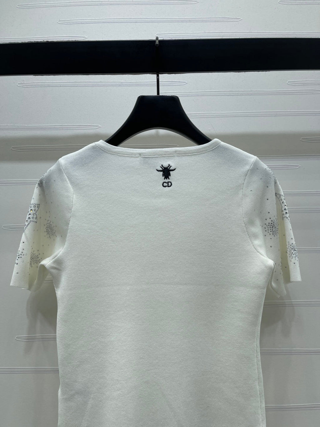 Dior 2026 Firework Neck Knit Short-Sleeve Top Wool 352601