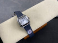 Cartier Santos 35mm White Dial Navy Blue Leather