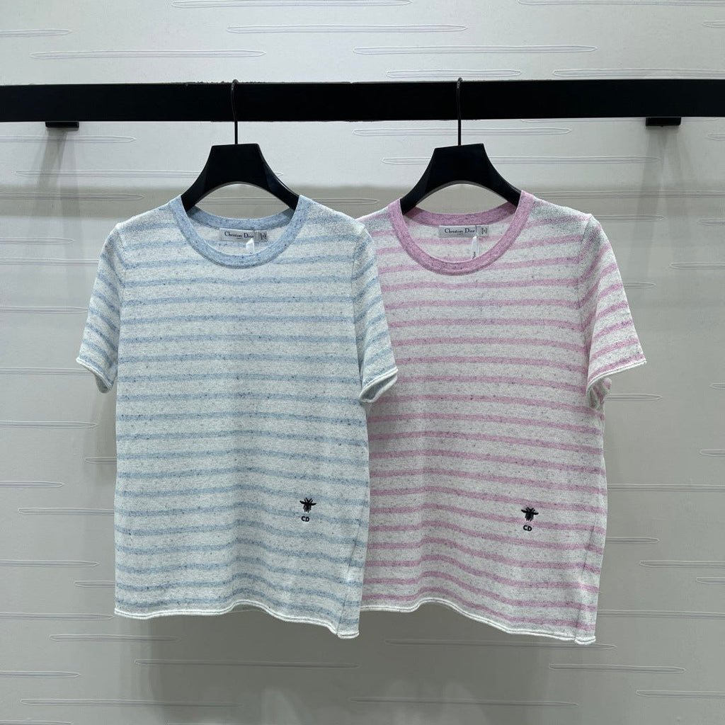 Dior 2026 Striped T-shirt Blue and Pink Wool