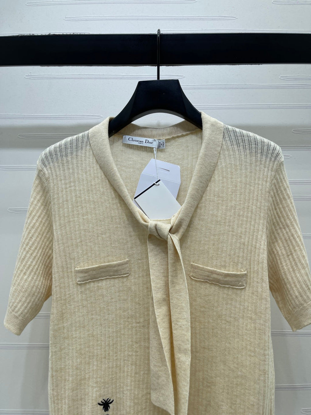 Dior 2026 Short-sleeved Knitted Polo Shirt White Beige Wool