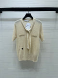 Dior 2026 Short-sleeved Knitted Polo Shirt White Beige Wool