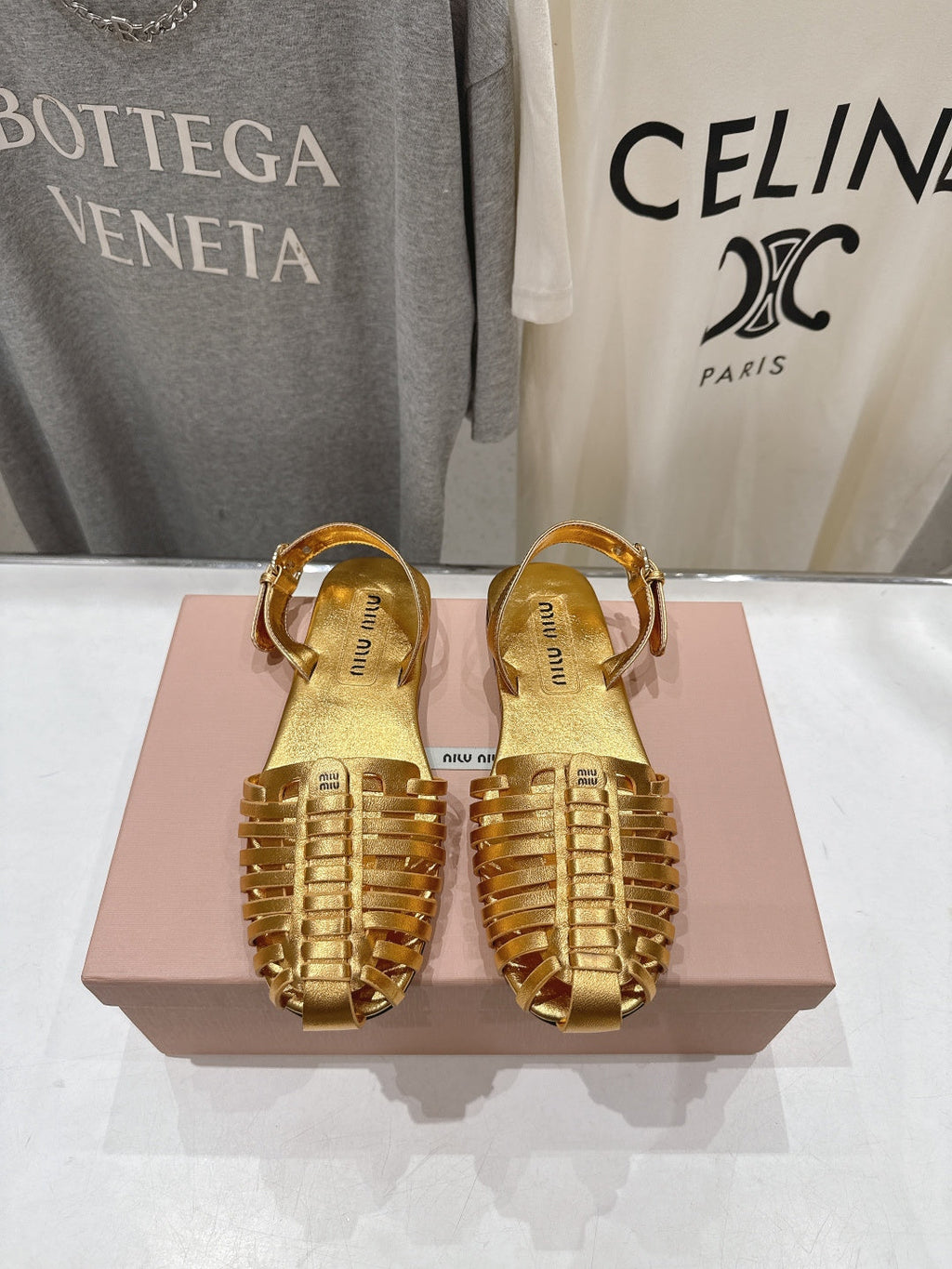 Miumiu 26ss Flat Sandals Woven Lambskin 713092