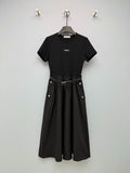 Dior 2026 Short-Sleeve Dress With Belt Polyester Cotton 377818