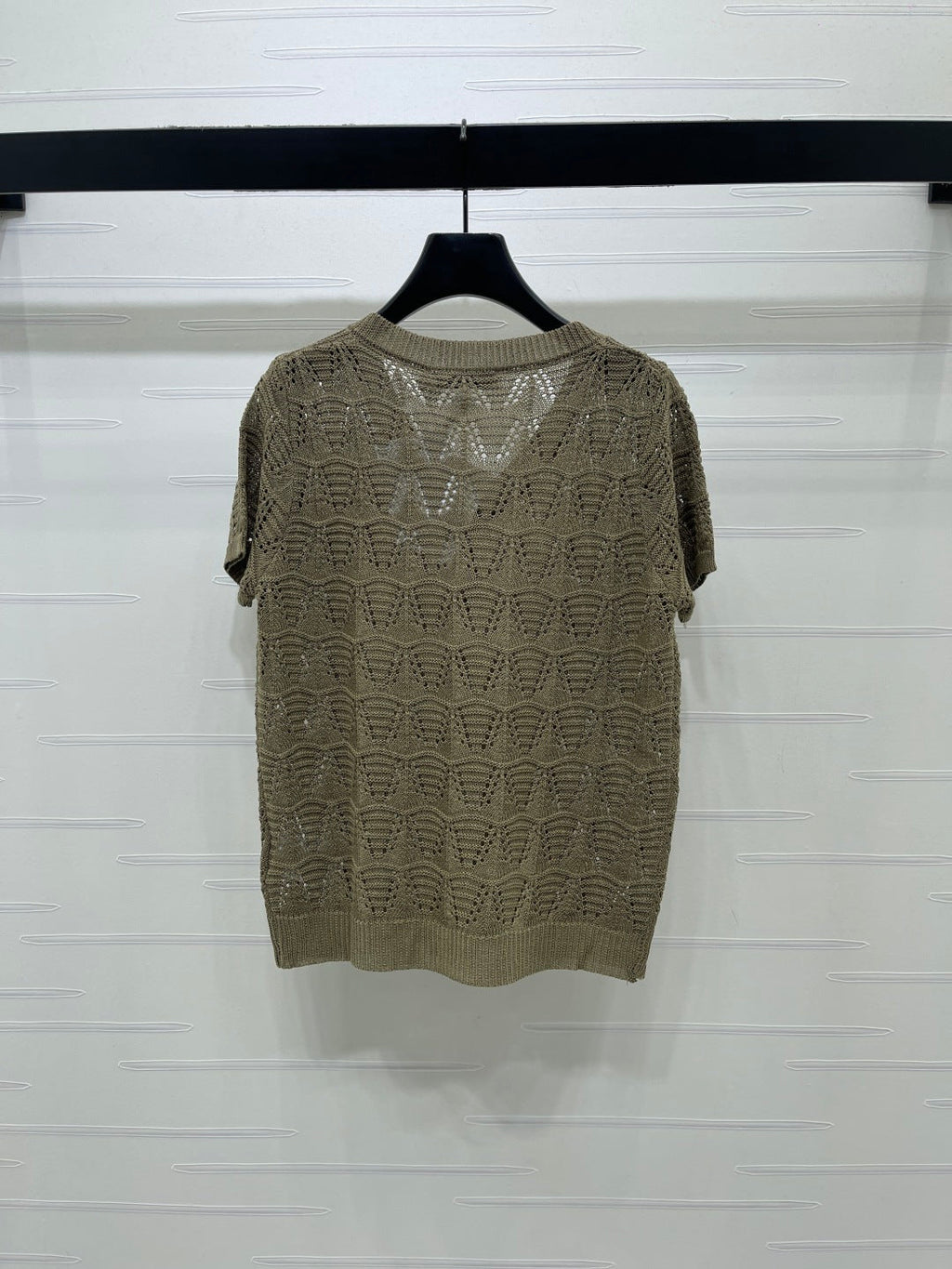 Dior 2026 Hollow-out V-neck Knit Short-sleeved Top Wool Cotton 377970