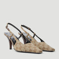 GG Slingback Pump Beige Eboni Monogram Canvas