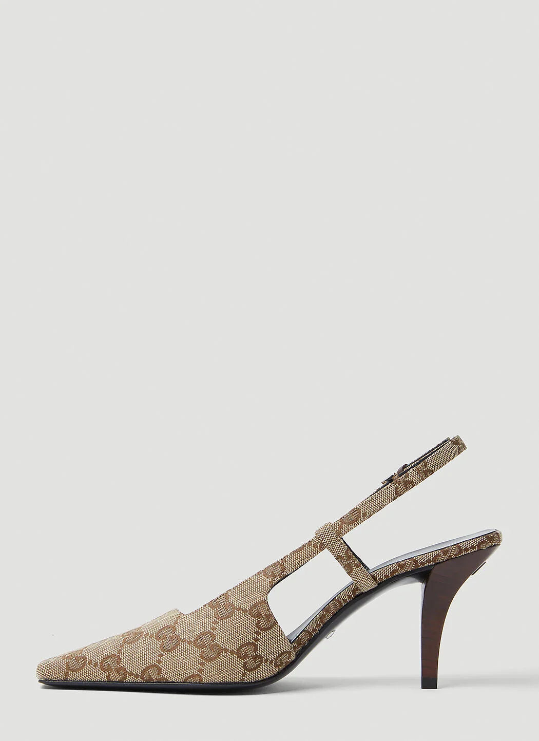 GG Slingback Pump Beige Eboni Monogram Canvas
