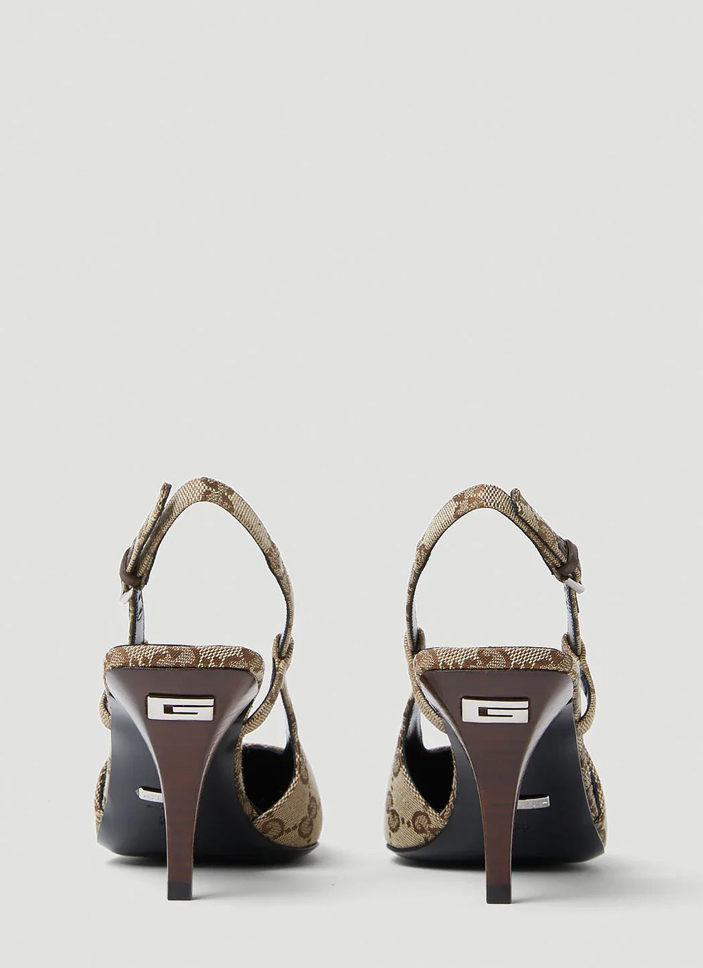 GG Slingback Pump Beige Eboni Monogram Canvas